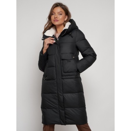 Coat insulated winter female, size 44, black color-11