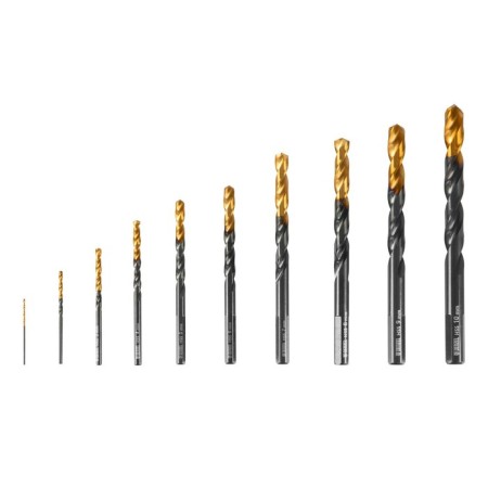 Set of metal drill Denzel 72316, 1-10 mm, HSS-Tin, Golden Tip, 10 pcs.-1