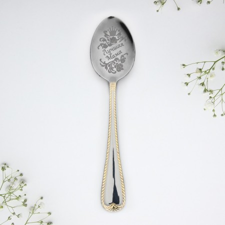 A teaspoon spoon with an engraving “best mother”, in a gift box, 3 x 14 cm.-2