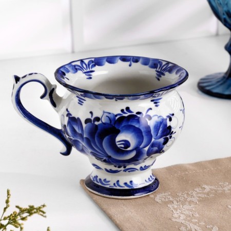 Cup "Grace", 13.5 × 10 × 9 cm, gzhel-1