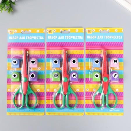Set for scrapbooking "Small wave" Figure scissors 15.5 cm+4 holes d = 1.2 cm 10x23 cm 941158