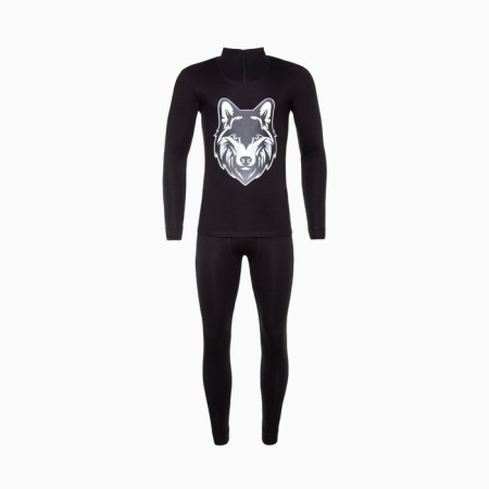 Male thermal underwear (fufaika, pants) print wolf, black color, size 56-9
