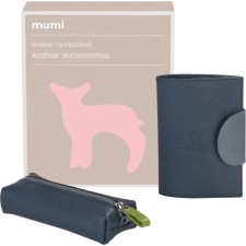 Gift set: cover for passport and key holder, blue color