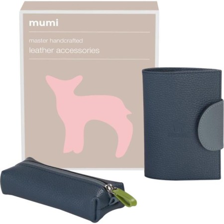 Gift set: cover for passport and key holder, blue color