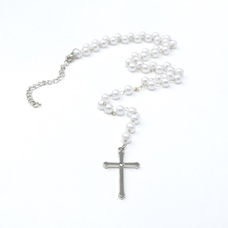 Pearl pearl "cross" color silver, 40cm-1