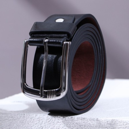 Male belt "Real man", leatherette, black color-3