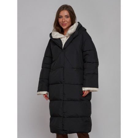 Coat insulated winter female, size 48, black color-11