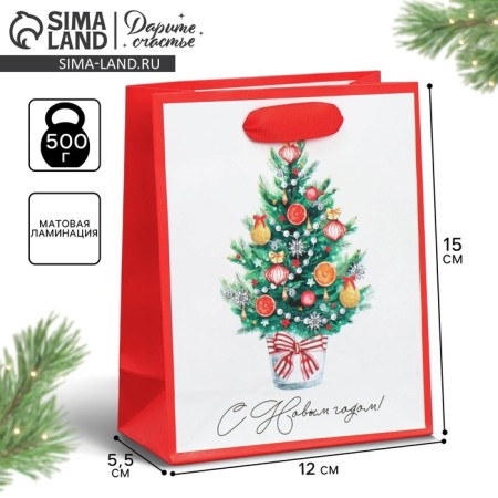 Laminated vertical "Christmas tree", s 12 x 15 x 5.5 cm, New Year