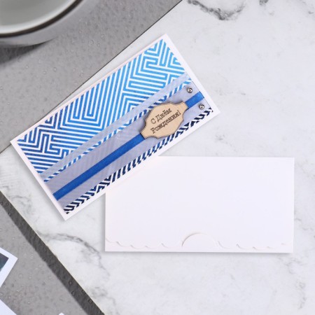 Money envelope "Happy Birthday!" Blue pattern, 19x9 cm