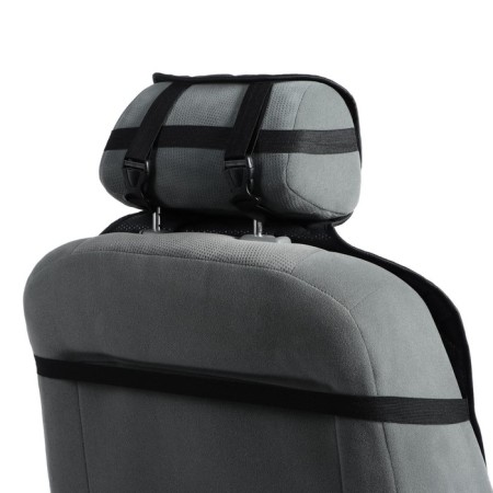 The cape on the seat "Alcantara" 140 x 52 cm, black with a blue line-3