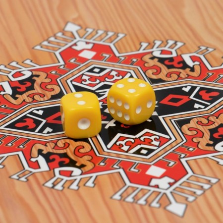Flying backgamers, wooden board 50 x 50 cm, with a field for playing checkers-4