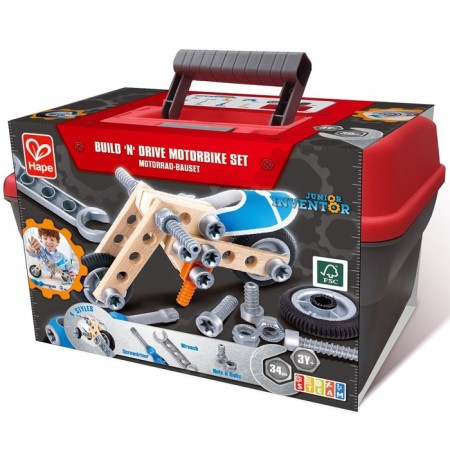 Game set for assembling motorcycles Hape "Designer in a suitcase"-7
