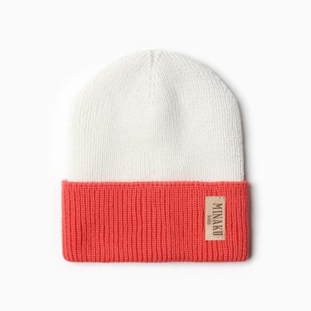 Children's hat minku rr 56-58, white/red color