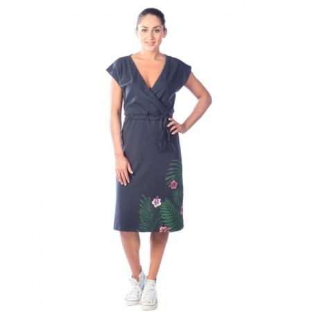 Women's dress "Tropical flowers", size 48, color gray color-1