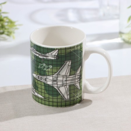 Mug Porcelain Dolyana "February 23. Aviation ", 320 ml, green color