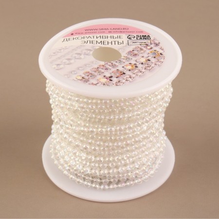Beads on threads, with holography, round, 3 mm, 9 ± 1 m, white color-2