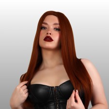 Artificial wig, imitation of skin, 60 cm, 270 gr, redhead (#SHT30)