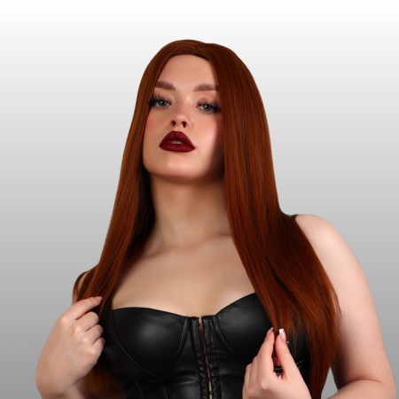 Artificial wig, imitation of skin, 60 cm, 270 gr, redhead (#SHT30)