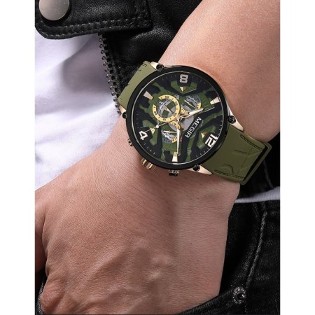Men's wrist watches, D-4.6 cm, with a chronograph, 3 atm, luminous, green-3