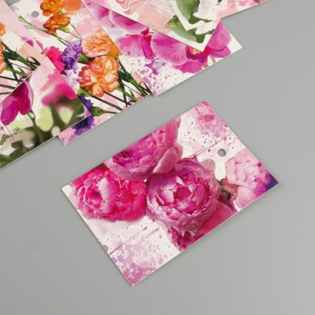 Cardboard "watercolor flowers" set 10 pcs (5 types) 4x6 cm-2