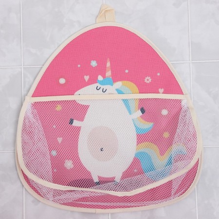 A mesh for storing toys in a bathroom with a loop "Unicorn"