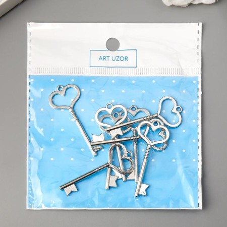 Decor for creativity Metal "Key-heart" silver 4.4x1.9 cm-3
