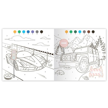 Coloring on numbers with stickers "Cool races", 16 p.-3