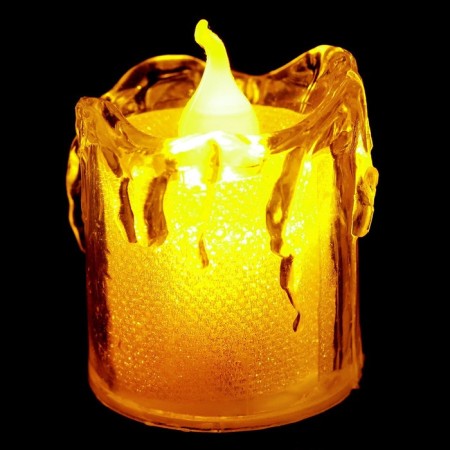 The candle is LED, burning yellow-3