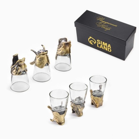 Stacks for vodka "Successful catch", a set of 3 people, a stack 50 ml, bronze-3