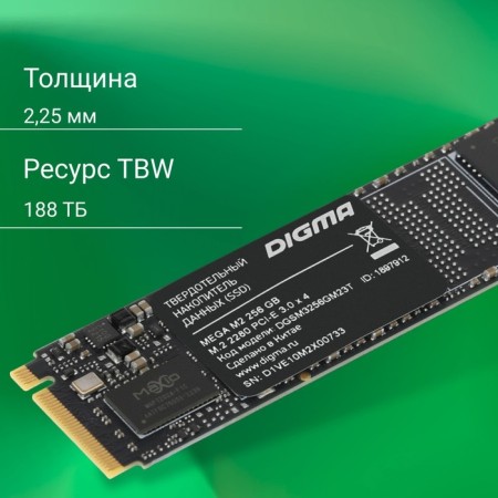 SSD Digma PCIE 3.0 X4 256GB DGSM3256GM23T MeGA M2 M2 2280-4