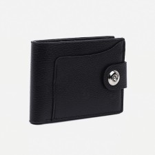 Male purse for magnet, department for bills, for maps, for coins, black color