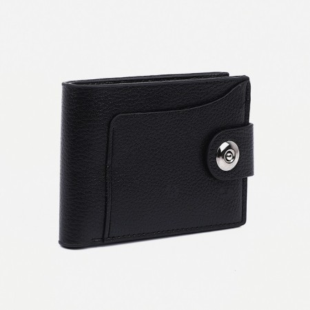 Male purse for magnet, department for bills, for maps, for coins, black color