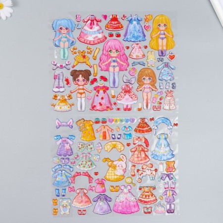 Plastic sticker 2 sheets "Wardrobe of the Little Princess" MIX 29x30.5 cm