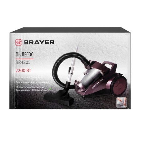 Vacuum cleaner Brayer 4205br, 2200/420 watts, dry cleaning, 4 l, purple-14