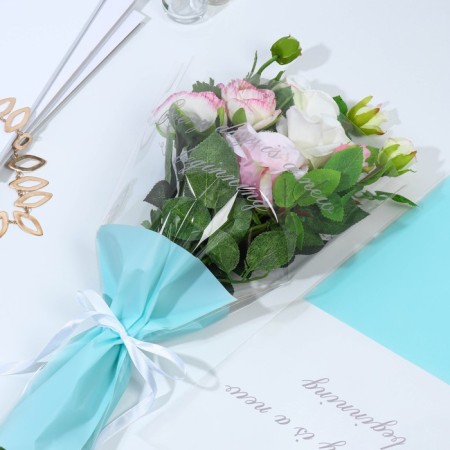 Flower package "EVERY DAY IS A New Begining", Blue, 30 x 10 x 45 cm-1