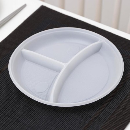Plastic plastic disposable, d = 20.5 cm, 3 sections, white color-1