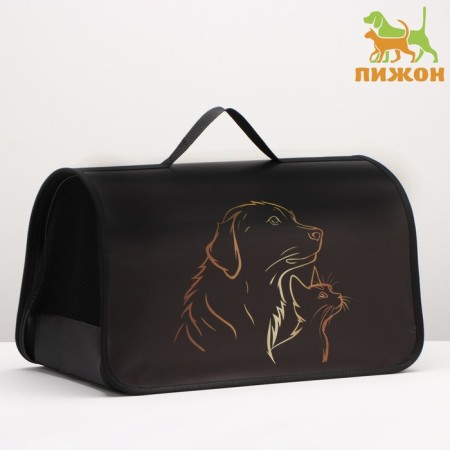 Bag - Frame Animal Carriage, 50 x 25 x 28 cm black with animals-2