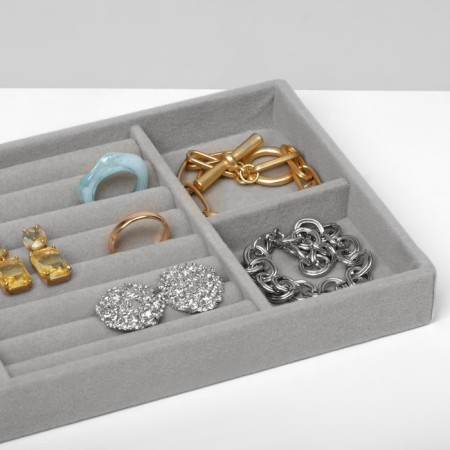 A stand for decorating 4 places and 7 strips for rings, 21 × 12.3 × 2.3 cm, color gray color-1
