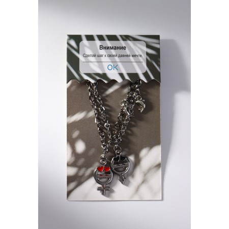 Bracelets "Demetrons" Men's female with dolphins, black and red color in silver, 17 size-3