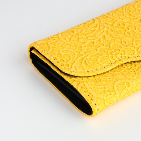 Women's wallet on magnet, yellow color-3