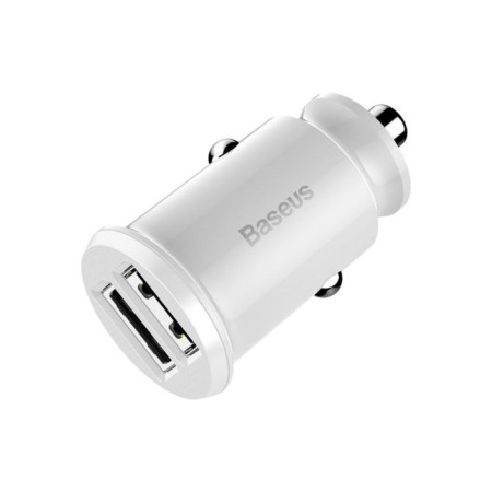 Car charger Baseus, 2USB, 3.1 A, white-1