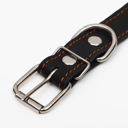 Leather collar on synthetic winterizer, dimensionless, 65 x 3 cm, Osh 22-55 cm, black-3