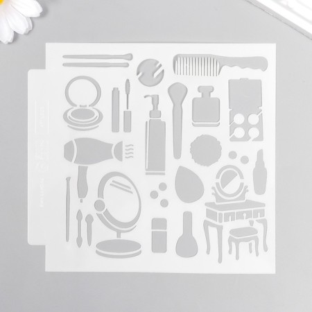 Plastic stencil "Cosmetics" 13x13 cm-3