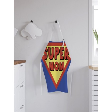 Apron of a kitchen with a “super mother” photo print, adjustable, size OS-1