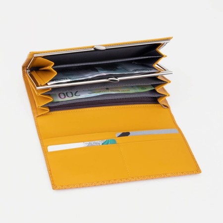 Women's wallet on magnets, yellow color-3