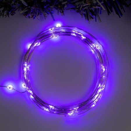 Garland “thread” 5 m dew, ip20, silver thread, 50 LED, purple glow, 2 modes, AAH3