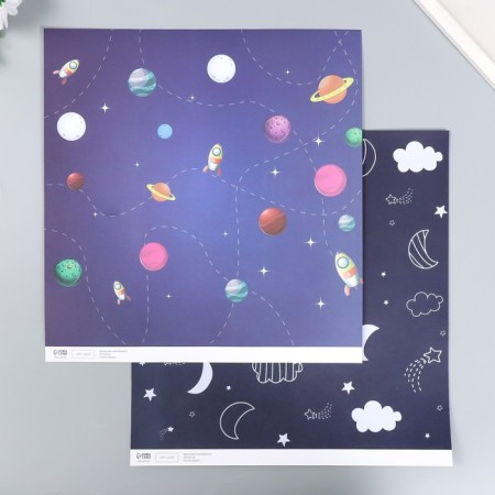 Scrapbooking paper bilateral "Cosmic sky" density 180 g 30.5x32 cm-1