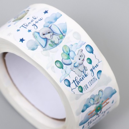 Stick Paper "Cute elephant" d = 2.5 cm 500 pcs in a roll 3x6.5x6.5 cm-2