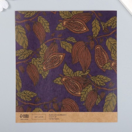 Scrapbooking paper Kraft "Cocoa on blue" density 180 g 15.5x17 cm-1