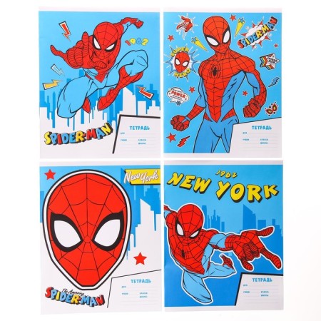 Notebook in a ruler of 12 sheets, 4 types of mix, cover coated paper, spider-man-7